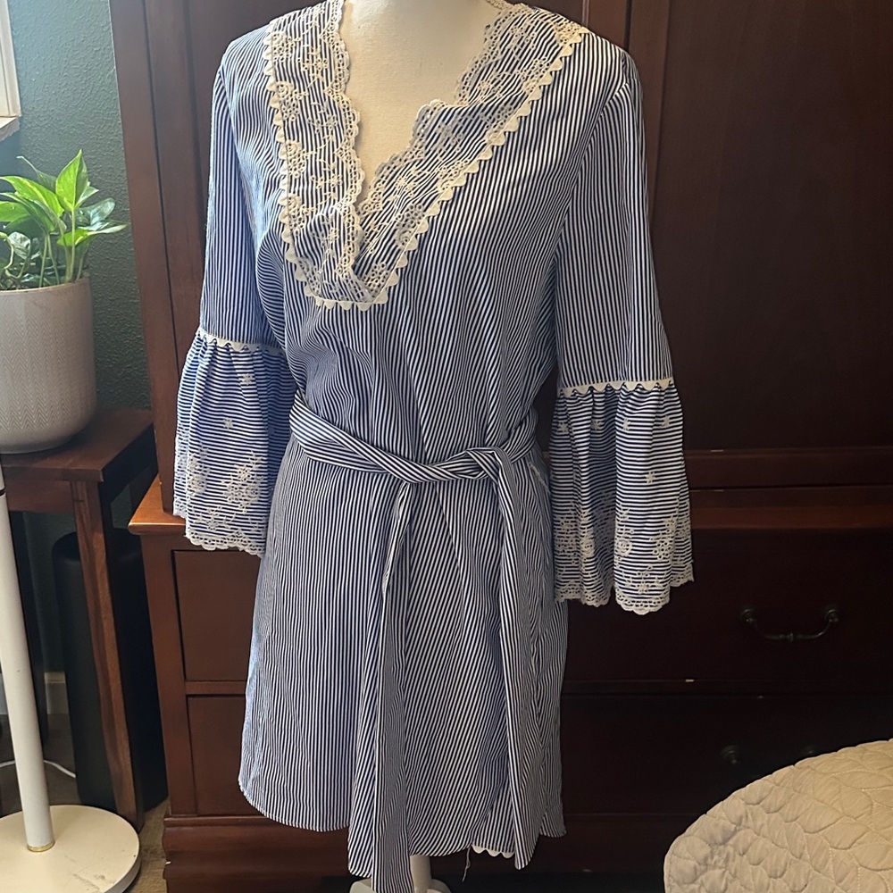Striped Lace Trim dress laundry by Shelli segal